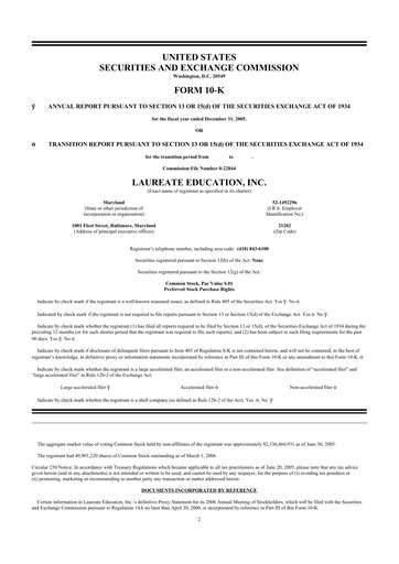 Thumbnail Laureate Education
 10-K Annual Report 