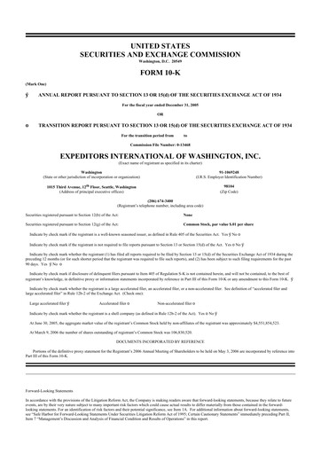 Miniature Expeditors International 10-K Rapport annuel 