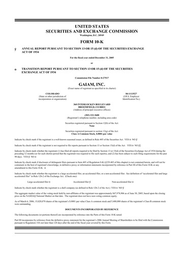 Thumbnail Gaia 10-K Annual Report 