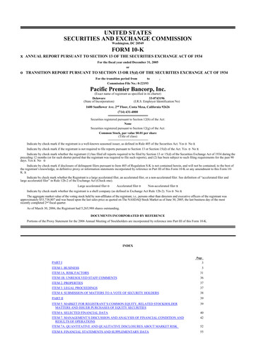 Thumbnail Pacific Premier Bancorp
 10-K Annual Report 