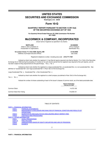 Thumbnail McCormick & Company
 10-Q Quarterly Report FY 