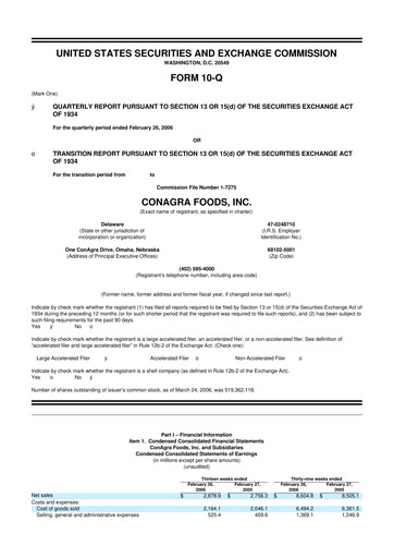 Thumbnail Conagra Brands
 10-Q Quarterly Report FY 