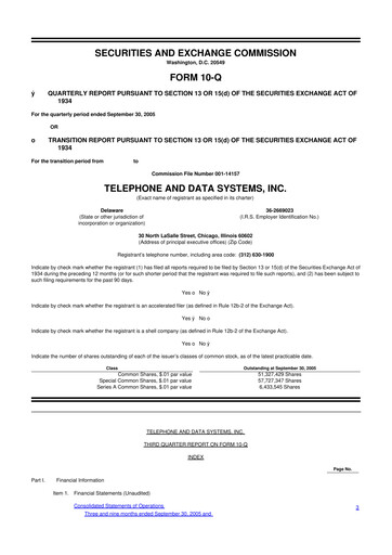 Thumbnail Telephone and Data Systems
 10-Q Quarterly Report FY 