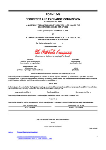 Vorschaubild Coca-Cola 10-Q Quartalsbericht  