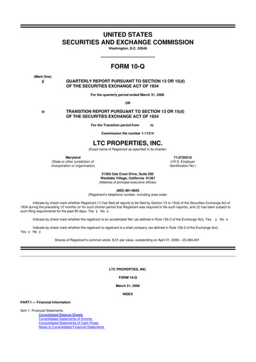 Thumbnail LTC Properties 10-Q Quarterly Report FY 