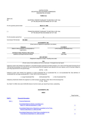 Miniature Alexander's, Inc. 10-Q Rapport trimestriel  