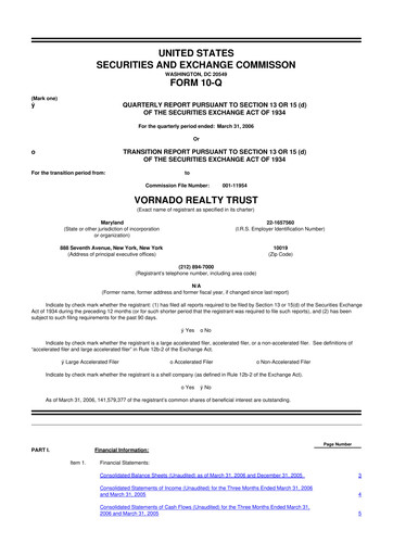 Thumbnail Vornado Realty Trust
 10-Q Quarterly Report FY 