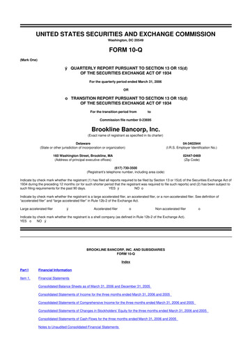 Thumbnail Brookline Bancorp 10-Q Quarterly Report FY 