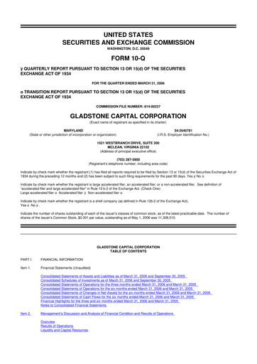 Thumbnail Gladstone Capital Corporation 10-Q Quarterly Report FY 