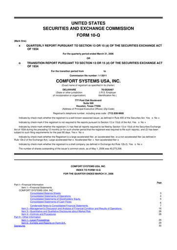 Thumbnail Comfort Systems USA 10-Q Quarterly Report FY 