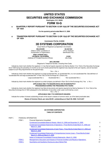 Thumbnail 3D Systems 10-Q Quarterly Report FY 