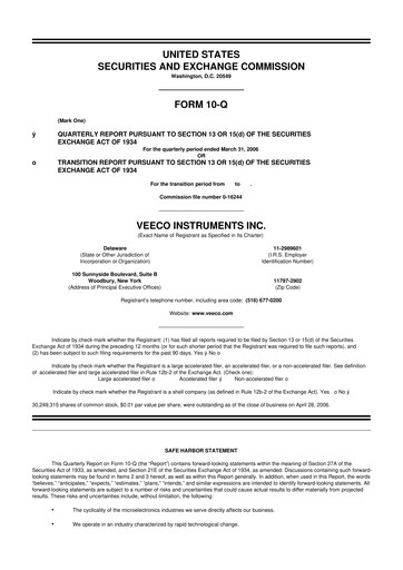 Thumbnail Veeco
 10-Q Quarterly Report FY 