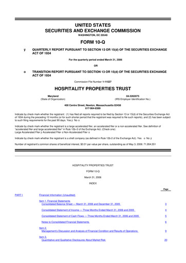 Thumbnail Service Properties Trust 10-Q Quarterly Report FY 