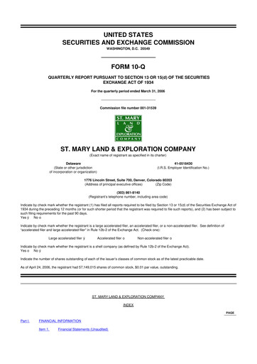 Miniature SM Energy
 10-Q Rapport trimestriel  