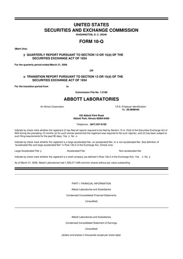 Thumbnail Abbott Laboratories 10-Q Quarterly Report FY 