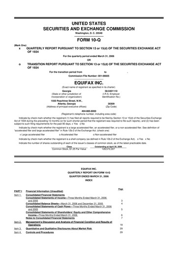 Vorschaubild Equifax 10-Q Quartalsbericht  