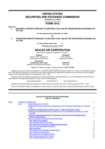 Thumbnail Sealed Air
 10-Q Quarterly Report FY 