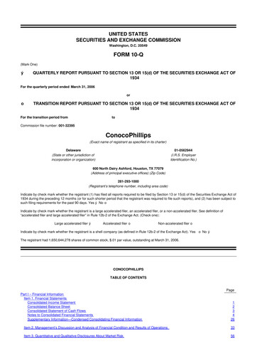 Thumbnail ConocoPhillips 10-Q Quarterly Report FY 