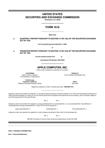 Miniature Apple 10-Q Rapport trimestriel  