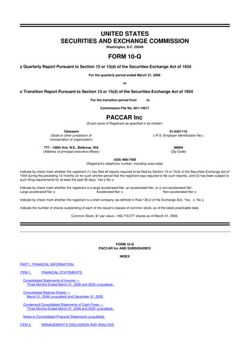 Vorschaubild Paccar 10-Q Quartalsbericht  