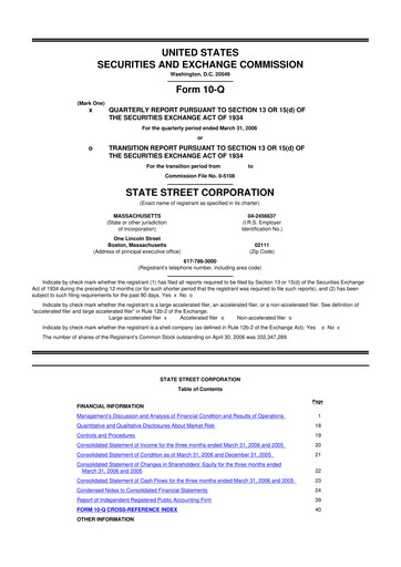 Thumbnail State Street Corporation
 10-Q Quarterly Report FY 
