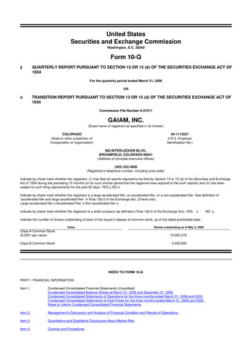 Thumbnail Gaia 10-Q Quarterly Report FY 