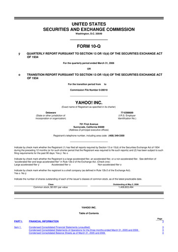 Thumbnail Yahoo Inc. 10-Q Quarterly Report FY 