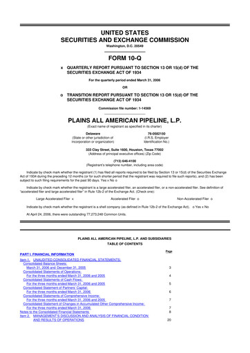 Thumbnail Plains All American Pipeline 10-Q Quarterly Report FY 