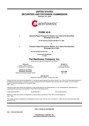 Vorschaubild The Manitowoc Company
 10-Q Quartalsbericht  