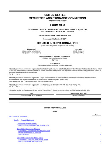 Thumbnail Brinker International
 10-Q Quarterly Report FY 