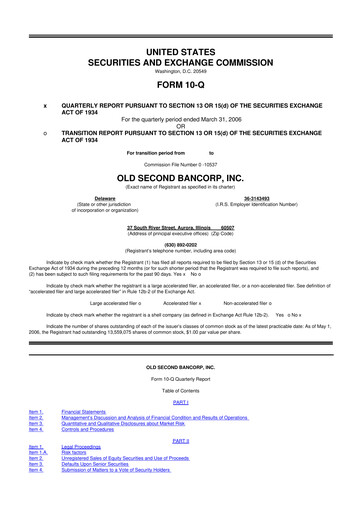 Thumbnail Old Second Bancorp 10-Q Quarterly Report FY 