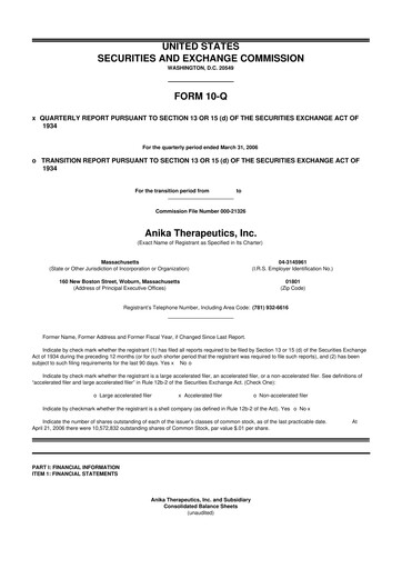 Thumbnail Anika Therapeutics 10-Q Quarterly Report FY 