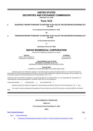 Vorschaubild Inovio Pharmaceuticals 10-Q Quartalsbericht  