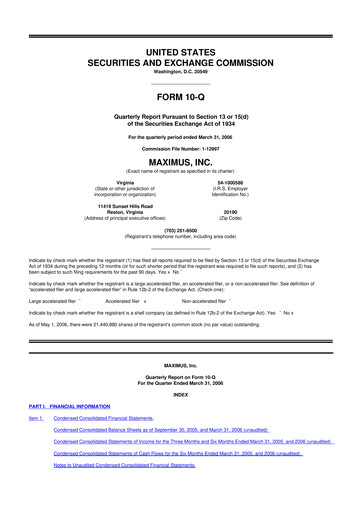Thumbnail Maximus 10-Q Quarterly Report FY 