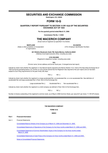 Thumbnail Macerich 10-Q Quarterly Report FY 