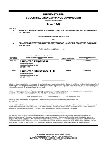 Vorschaubild Huntsman Corporation
 10-Q Quartalsbericht  