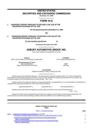Miniature Asbury Automotive Group 10-Q Rapport trimestriel  