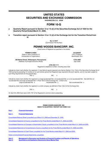 Thumbnail Penns Woods Bancorp 10-Q Quarterly Report FY 