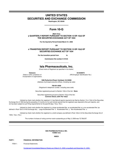 Vorschaubild Ionis Pharmaceuticals
 10-Q Quartalsbericht  