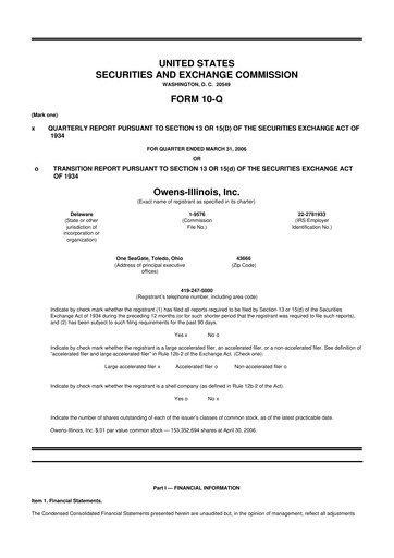 Thumbnail O-I Glass
 10-Q Quarterly Report FY 