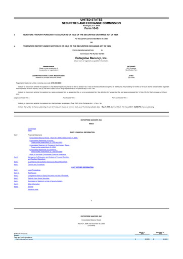 Thumbnail Enterprise Bancorp 10-Q Quarterly Report FY 