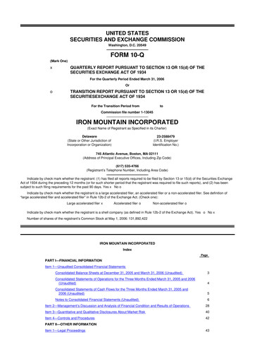 Thumbnail Iron Mountain 10-Q Quarterly Report FY 