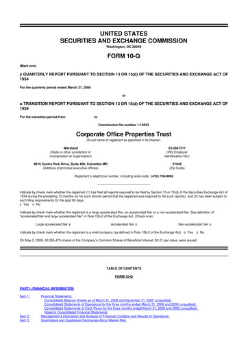 Thumbnail COPT Defense Properties 10-Q Quarterly Report FY 