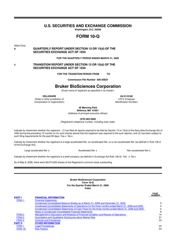 Thumbnail Bruker 10-Q Quarterly Report FY 