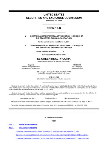 Thumbnail SL Green Realty
 10-Q Quarterly Report FY 