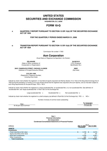 Vorschaubild Aon 10-Q Quartalsbericht  