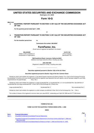 Thumbnail FormFactor 10-Q Quarterly Report FY 