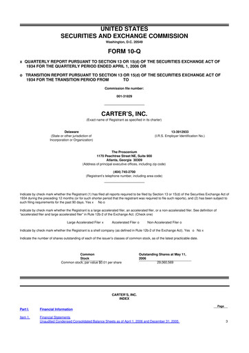 Vorschaubild Carter's 10-Q Quartalsbericht  