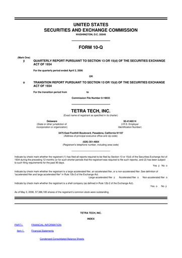 Thumbnail Tetra Tech
 10-Q Quarterly Report FY 