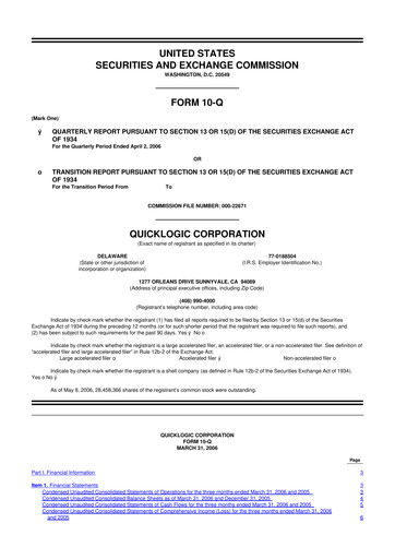 Thumbnail Quicklogic 10-Q Quarterly Report FY 